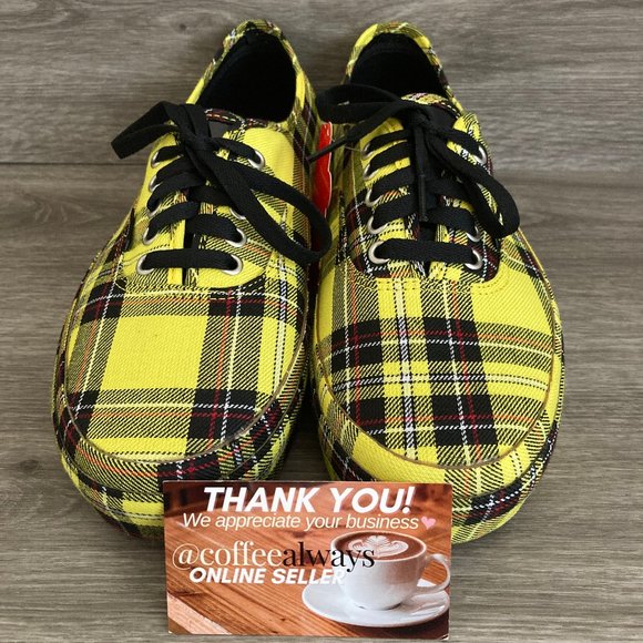 Vans Authentic Platform Patent Plaid Yellow NWB - Picture 2 of 10